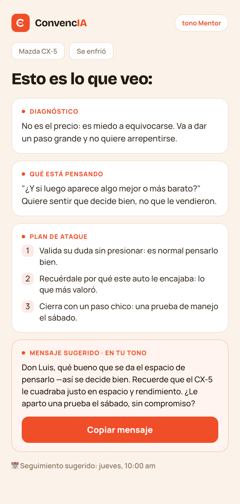 ConvencIA: respuesta estructurada del Consultorio